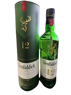 EMPTY Glenfiddich 12 Year Single Malt Scotch Whiskey Empty Bottle & Box 750ML