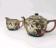 VTG Dragonware 2 Pc. Tea Set Japanese Moriage Geisha  Satsuma Teapot Sugar