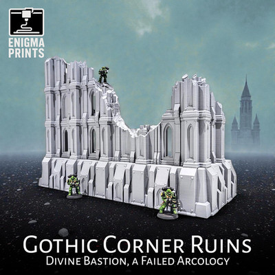 Gothic Corner Ruins - 28mm 3D Printed Sci-Fi Imperial Tabletop Wargaming Terrain