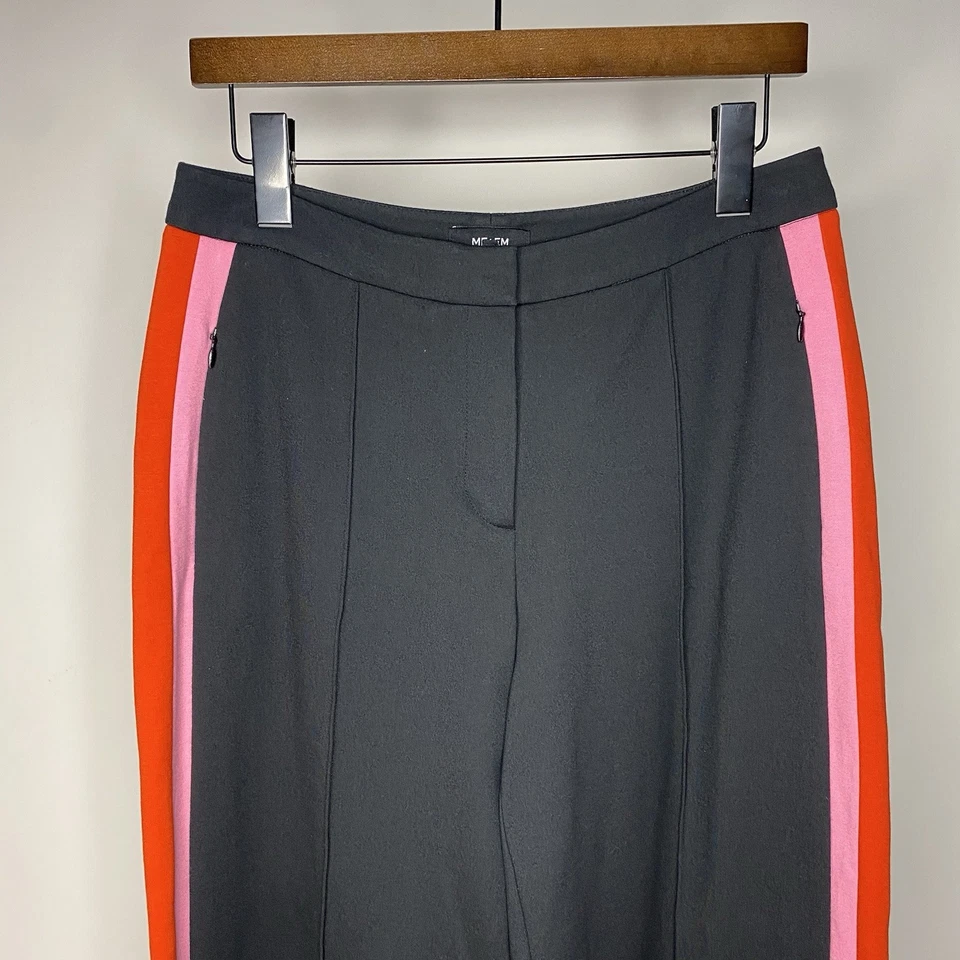 Calça ME+EM Feminina EUA 6 Perna Larga Listra Lateral Acento Preta Casual City - Imagem 2 de 4