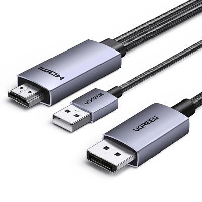 UGREEN HDMI to DisplayPort Cable 2m 4K@60Hz 1440P@144/120Hz 1080P