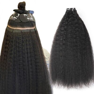 Kinky Straight Tape In Hair extension Malaysian Human Hair Skin Weft 100g 40Pcs