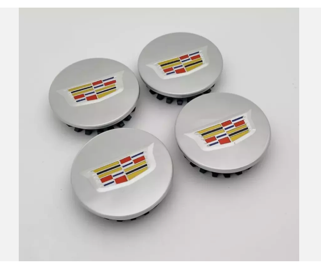 4pcs Silver Acrylic 66mm Wheel Center Caps Compatible with Cadillac 9597375 & 9596629