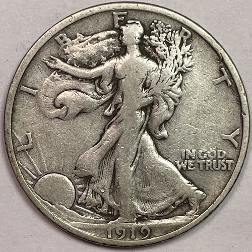 1919 Walking Liberty Half Dollar Very Fine VF Coin #15701