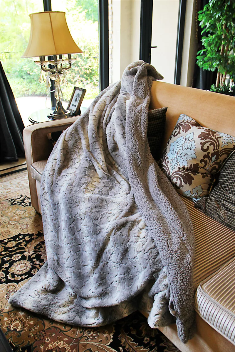 Silver faux fur throw blanket hot sale