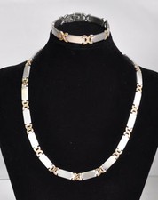 Edelstahl Collier Halskette Kette silber gold poliert matt Armband Set Einzeln