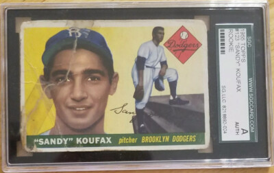 SANDY KOUFAX 1955 TOPPS ROOKIE CARD #123 DODGERS HOF RC 🔥SGC