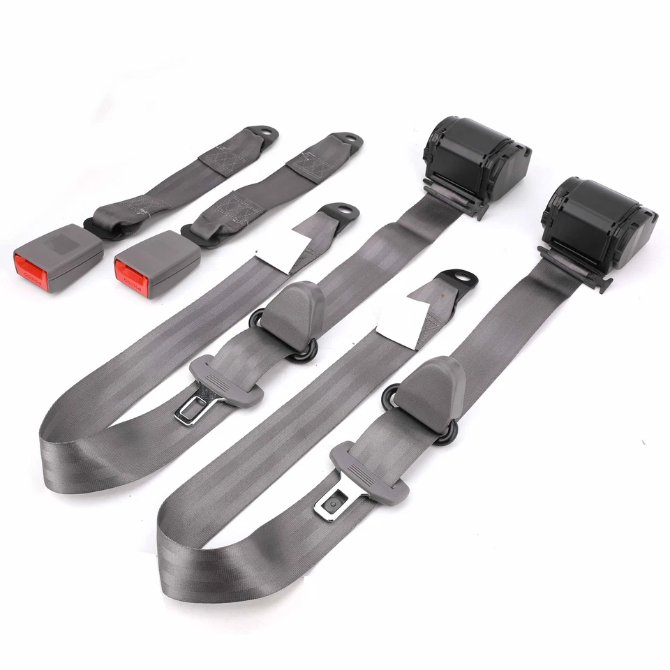 2 Set Safety 3 Point Retractable Car Seat Lap Belt Adjustable Kit Universal Foto 2 de 4