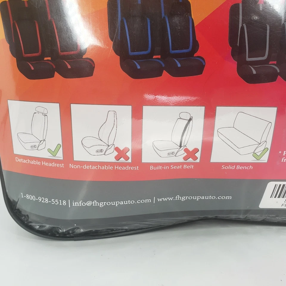 Cubierta de asiento de auto TLH FH FB032114 negra única de tela plana con 4 Subaru desmontables  Foto 2 de 4
