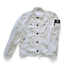 Stone Island Boussole Patch Chemise / Veste - Velours - Blanc Taille Grand