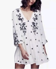 Free People Sweet Tennessee White Embroidered Mini Dress, Size Small/Medium
