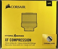 CORSAIR Hydro X Series, XF Hardline, 12mm OD Fittings, Four Pack - Chrome