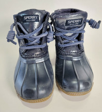 Sperry Top-Sider Saltwater Blue Silver Duck Boots Kids Girl  s Size US 8 M