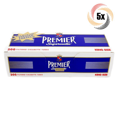 5x Box Premier Blue Full Flavor King Size ( 1,000 Tubes ) Cigarette Tobacco RYO