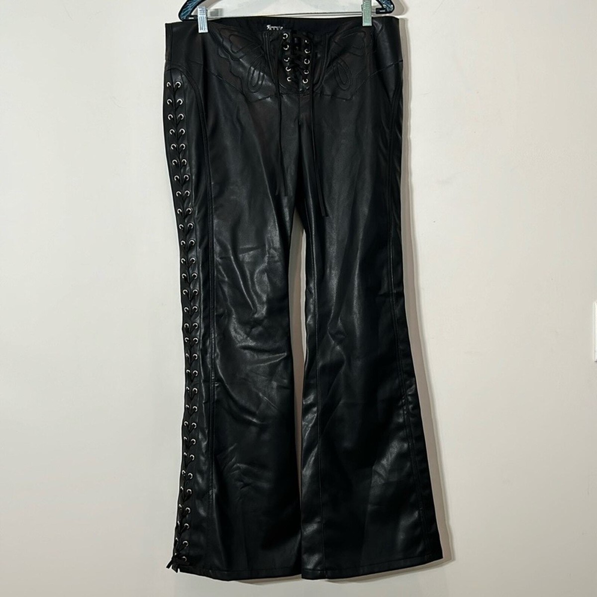 New Generation Kiss Butterfly lace up vegan leather flare