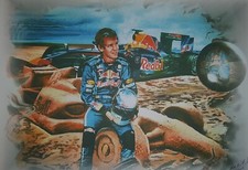 FORMEL 1  KUNSTDRUCK " SEBASTIAN VETTEL "  , SIGNIERT K&Uuml;NSTLER  , TYP 2