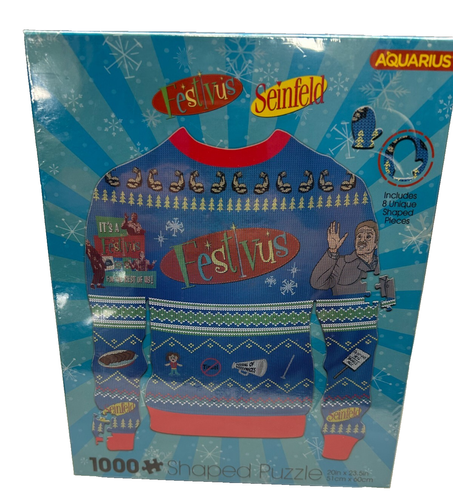 Seinfeld Festivus 1000 Piece Puzzle – Ugly Sweater Shaped – New Sealed - Picture 5 of 5