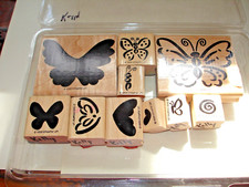 Stampin' Up! Flutterbys Wood Block Mounted Rubber two-Step Stamp Set Butterfly