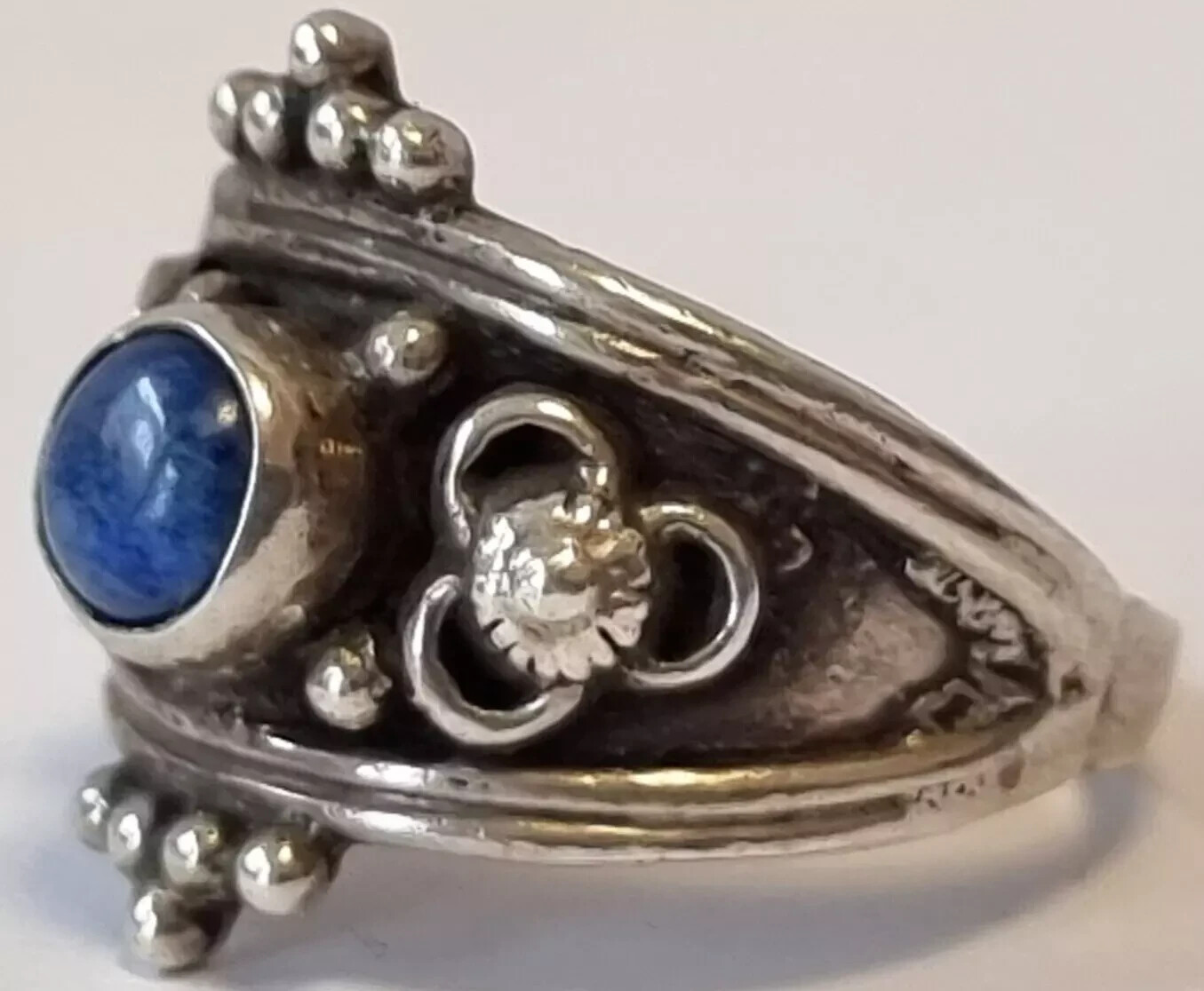 A0098 - Solid 925 Silver Ring with Lapis Lazuli J… - image 3