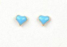 14K Yellow Gold Enamel Heart Baby Stud Earring, Screw back
