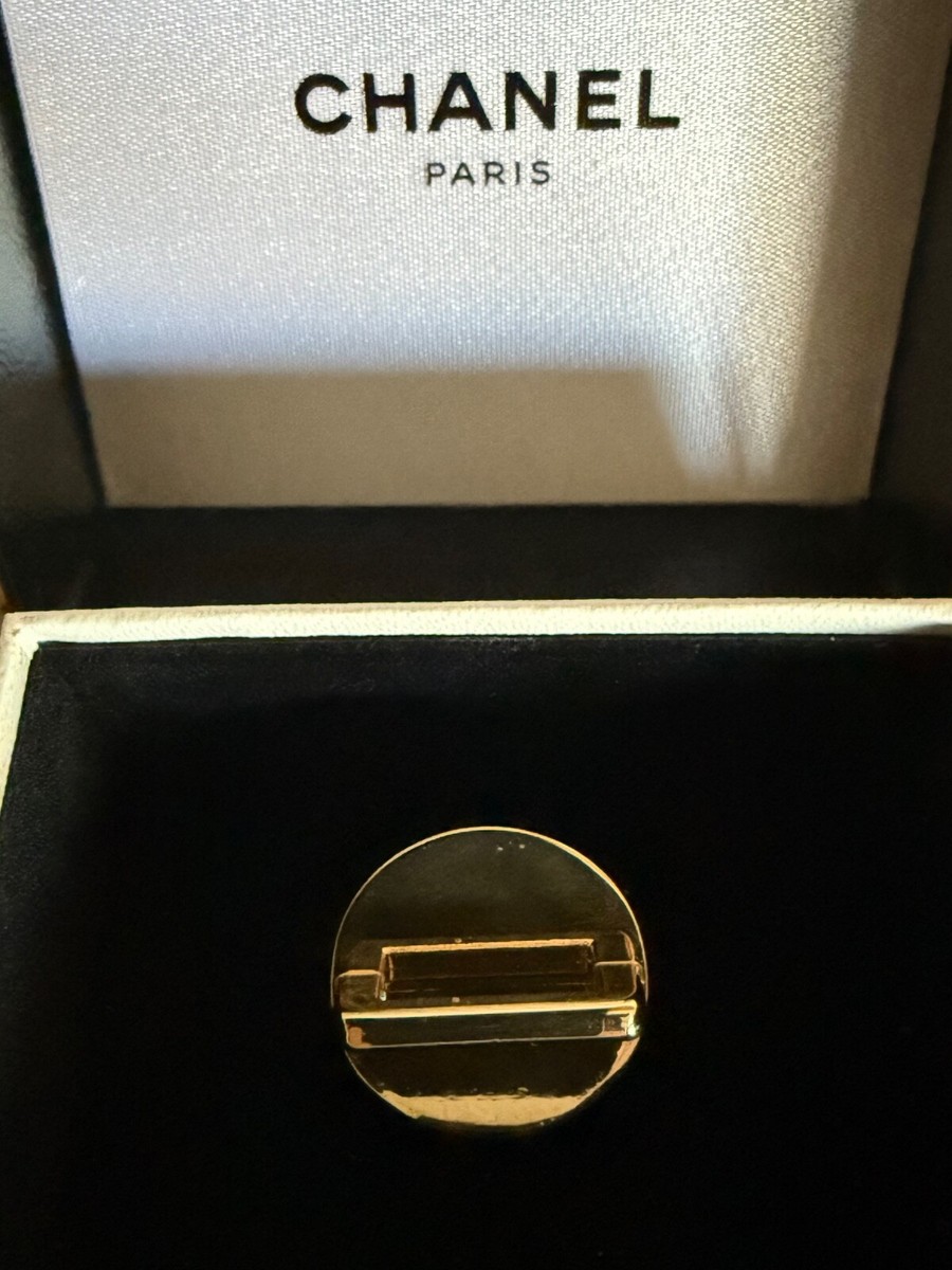 CHANEL クリスタル装飾 バーヘアピン CHANEL VINTAGE 1990 PEARL CRYSTALS CC LOGO SCARF RING CLIP PIN