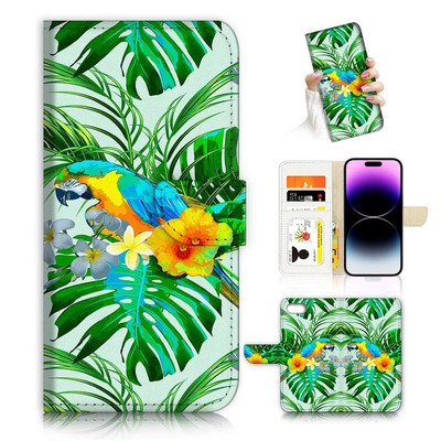 ( For iPhone 8 Plus / 7 Plus ) Flip Case Cover AJ26050 Parrot Palm