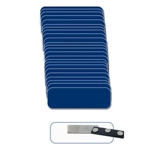 25 BLANK 1 X 3 BLUE / WHITE NAME BADGE KIT (A) TAGS 1/4" CORNERS MAGNETS LABELS