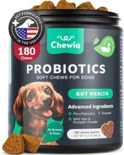 Probiotics for Dogs Gut Health, Digestion, 180 count, Black and green 