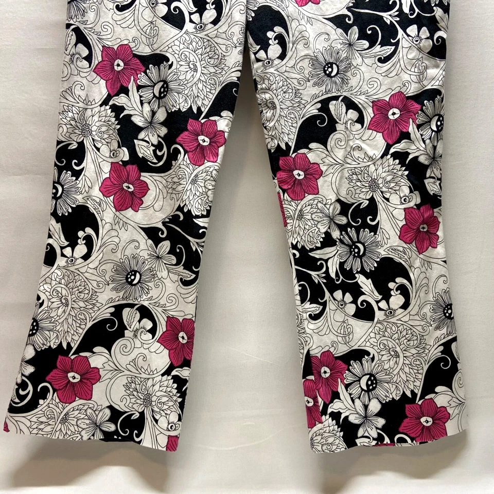 Pantalones Capri Mixit Para Mujer 10 Blanco Negro Rosa Floral Cinturón Elástico Moda Usados en Excelente Condición Foto 3 de 4