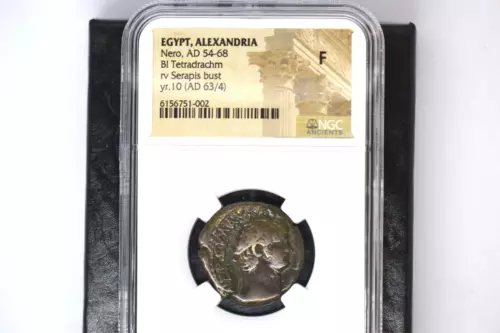 EGYPT. Alexandria. Nero (AD 54-68). BI tetradrachm (24mm, 12h). NGC Fine