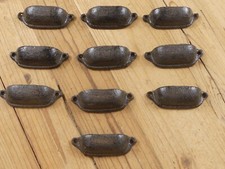 10 Cast Iron Brown Ornate Pulls Drawer Cabinet Bin Handles Rustic Vintage Farm