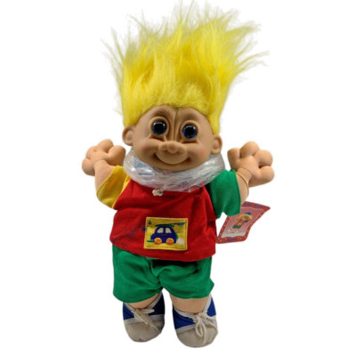 Troll Kids Buster Vintage Russ Berrie Plüschpuppe hartes Gesicht weicher Körper sammeln Spielzeug Bild