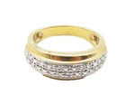 ROSS SIMON 925 Silver  Genuine Diamonds Two Tone Shiny Band Ring Sz 8  RG9772