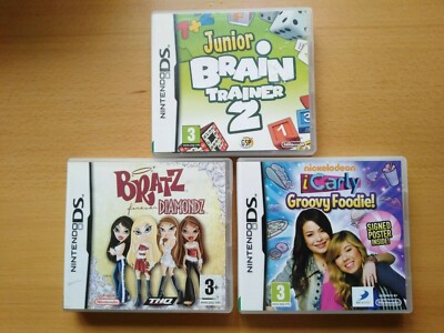 3 Nintendo DS Spiele - Bratz: Diamondz, iCarly: Groovy Foodie, Junior Brain Train2