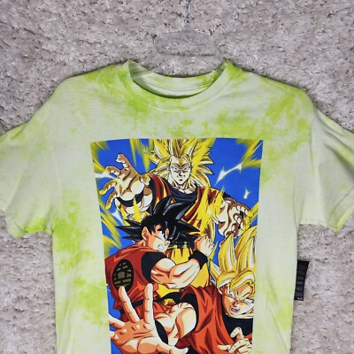 Dragon Ball Z Graphic Tee Men Small Green Tie Dye Forever 21 Short
