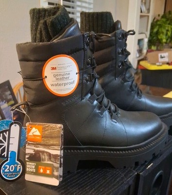 size 8 Ozark Trail 3M Thinsulate Leather Waterproof Snow Boots