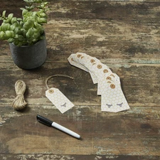 Buzzy Bees Bee Paper Tag 3.75x1.75 w/ Twine Set of 50 VHC Brands