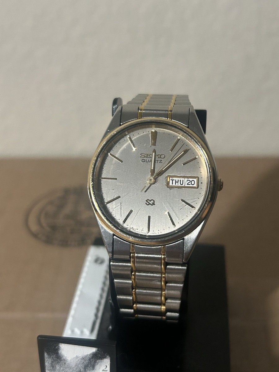 Seiko Watch Men 35mm Gray Dial Two Tone Daydate Round 7N43-7A59