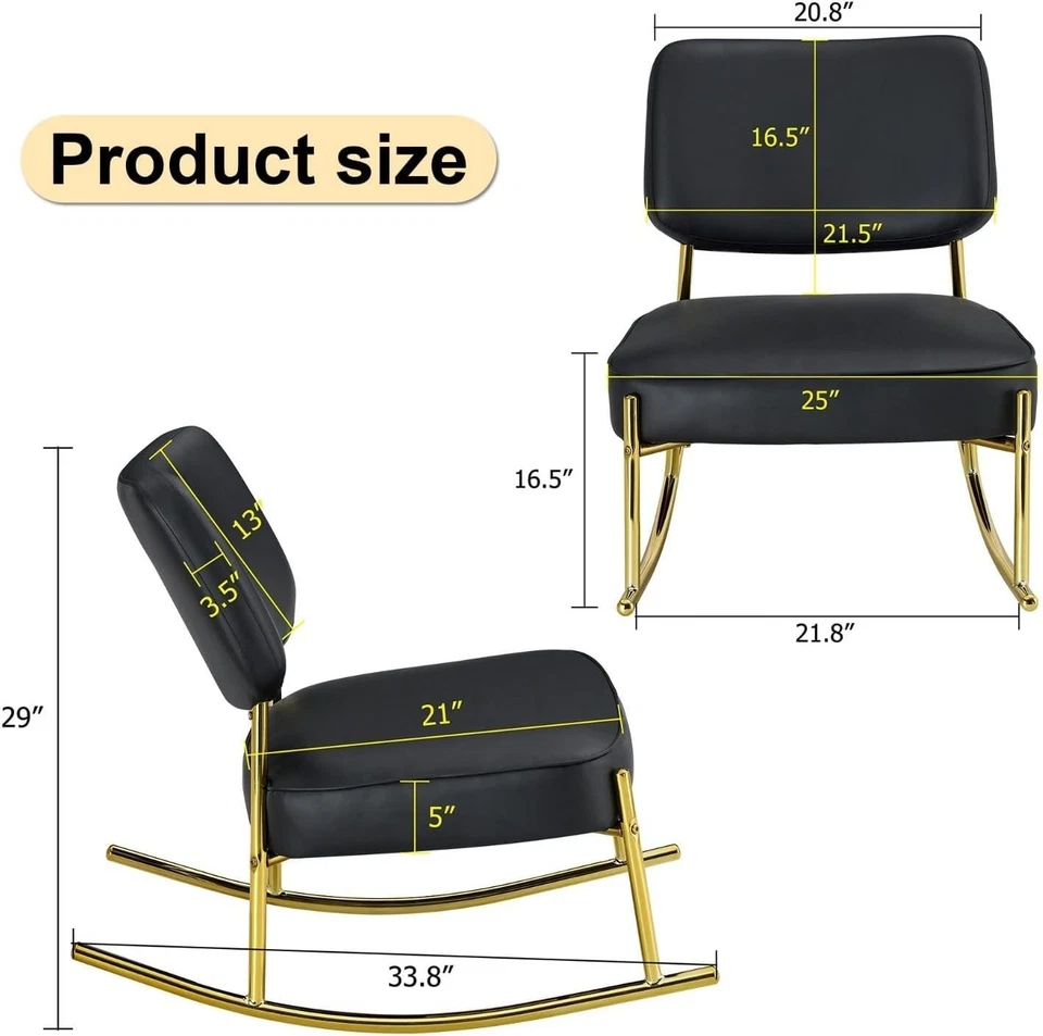 Mecedora Guardería, PU Tapizada Lectura Planeador Balancín Acento Sillón Foto 2 de 4