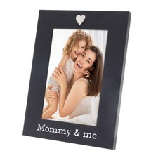 Mommy Me Silver Heart Ornament Black 4x6 Picture Frame