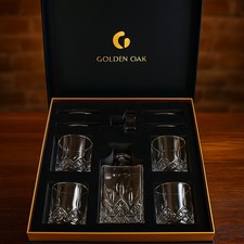 Whisky Set Geschenkbox – Karaffe + 4 Gläser + 4 Untersetzer |  Geschenk