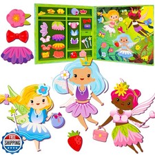 QUOKKA Magnetic Dress-Up Dolls for Girls Boys with 35 Magnetic Pi