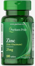 Puritan's Pride Zinc Chelate 25 mg - 100 Tablets