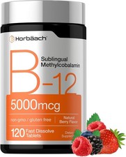 Horb ach B12 Vitamin 5000 mcg  120 Fast Dissolve Tablets  Sublingual Methylcob
