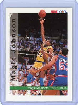 1992-93 NBA Hoops Magic Johnson Los Angeles Lakers Magic Moments 1987 Card #330