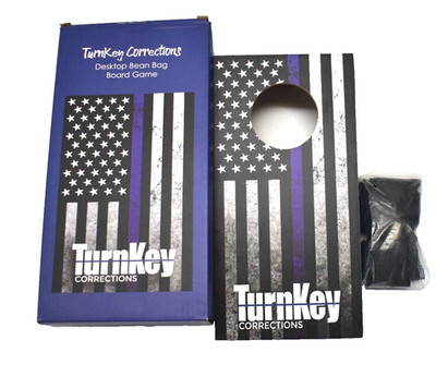 TurnKey Corrections Desktop Bean Bag Board Game Corn Hole Toss Set Flag Design