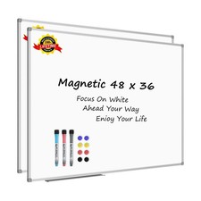 Lockways 48 x 36 Inch White Board 2 Pack  4 x 3 Dry Erase Boards Magnetic Wh...