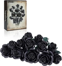 Black Roses Bouquet Building Gothic Horror Flowers Botanical Collection Block