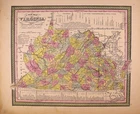 * Antique 1851 Map ~ Pre-War Virginia by Mitchell / Cowperthwait (14x17)