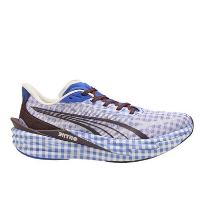 PUMA Deviate Nitro 4 Check Lace Up Sneaker Mens Blue Sneakers Casual Shoes 40630